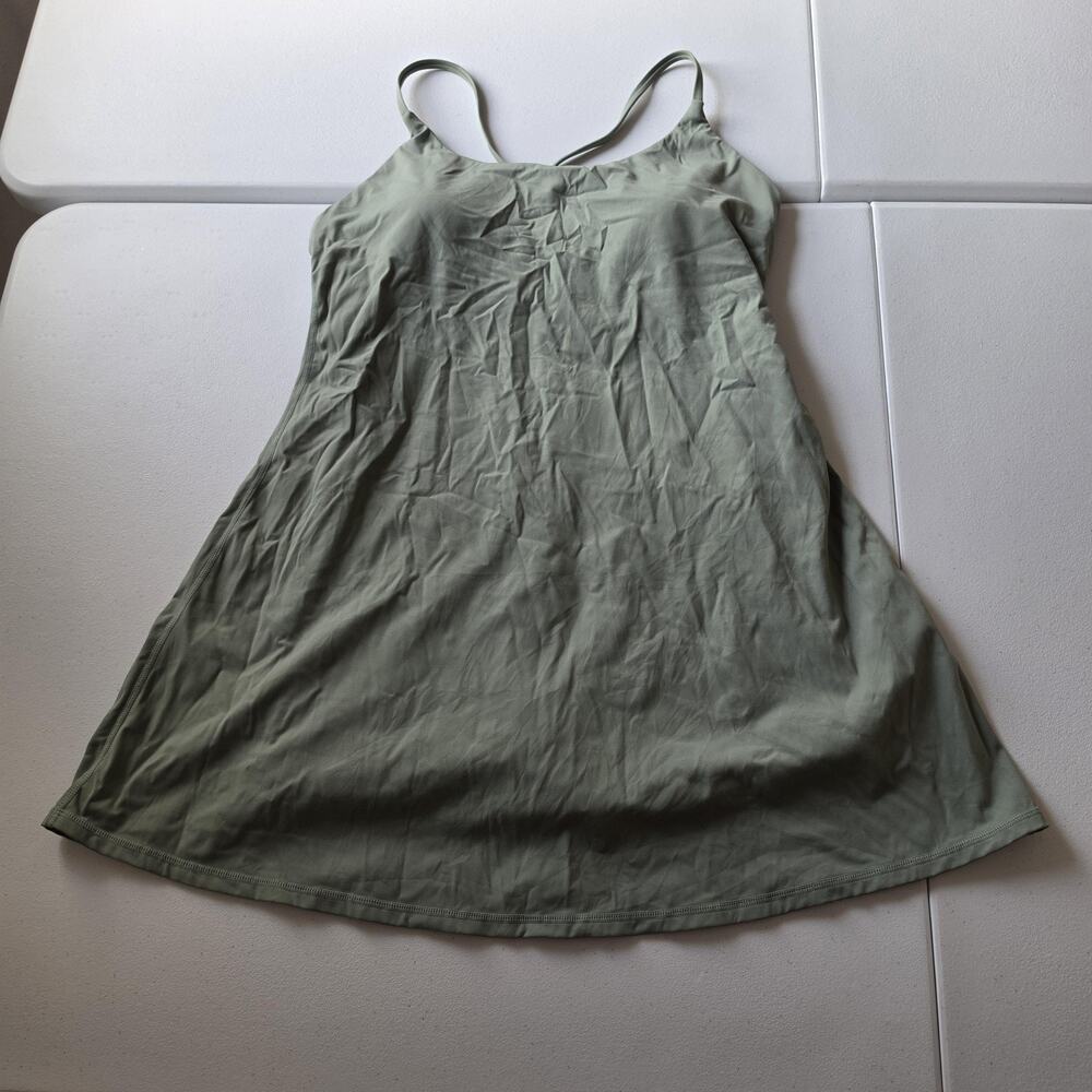 Halara Dress Womens L Green Strappy Scoop Neck A Line Mini Sundress Shorts